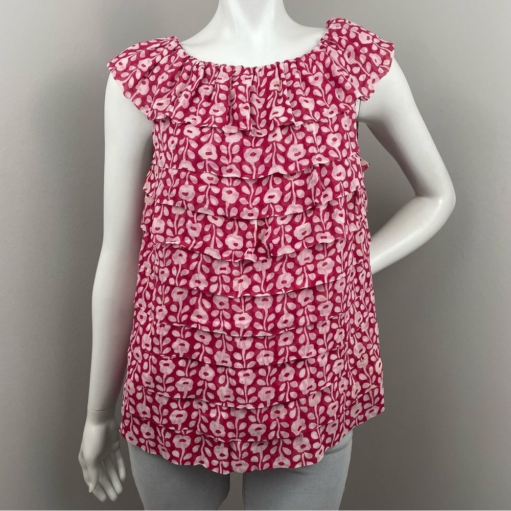 MARC BY MARC JACOBS Pink Floral Ruffle Tank Blouse Top